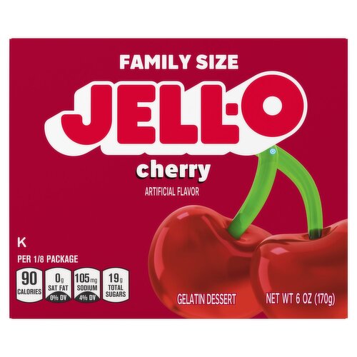 Jell-O Cherry Gelatin Dessert Family Size, 6 oz