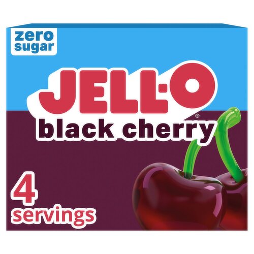 Jell-O Zero Sugar Black Cherry Low Calorie Gelatin Dessert, 0.3 oz