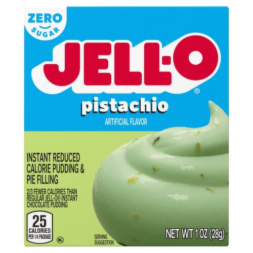 Jell-O Zero Sugar Pistachio Instant Reduced Calorie Pudding & Pie Filling, 1 oz