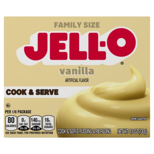 Jell-O Vanilla Cook & Serve Pudding & Pie Filling Family Size, 4.6 oz