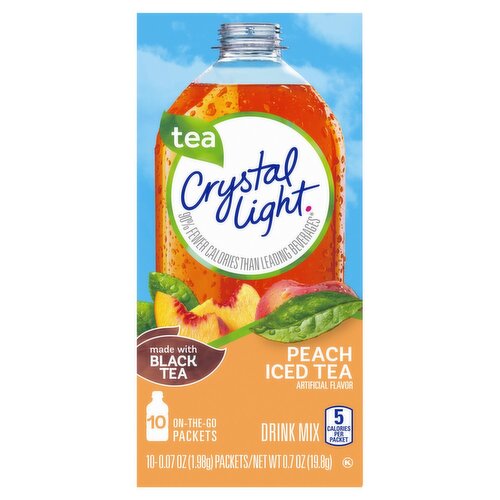 Crystal Light Peach Iced Tea Drink Mix, 0.07 oz, 10 count