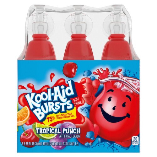 Kool-Aid Bursts Tropical Punch Soft Drink, 6.75 fl oz, 6 count