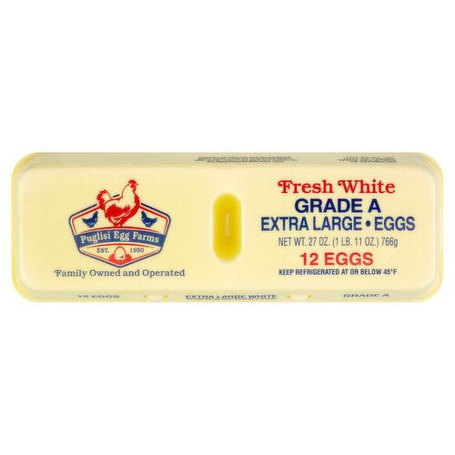 Puglisi Egg Farms Fresh White Eggs, Extra Large, 12 count, 27 oz