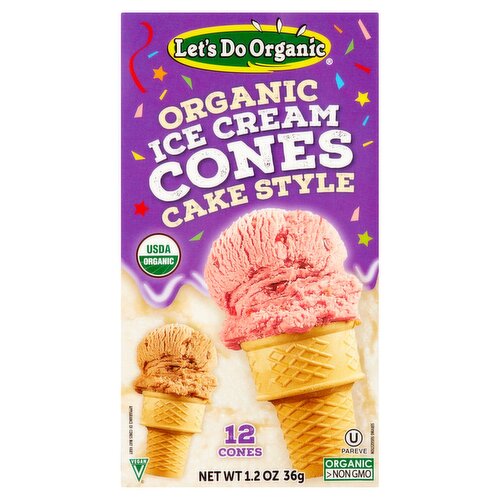 Let's Do Organic Cake Style Ice Cream Cones, 12 count, 1.2 oz