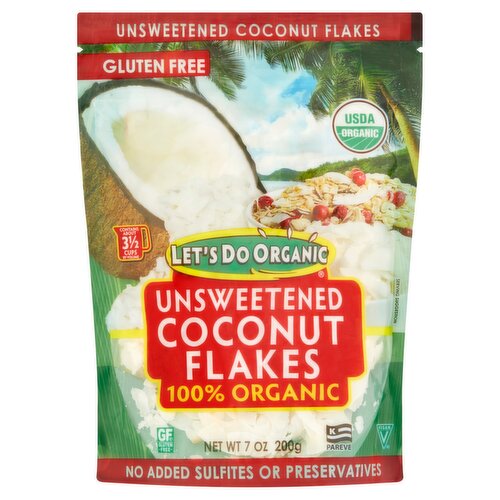 Let's Do Organic 100% Organic Unsweetened Coconut Flakes, 7 oz