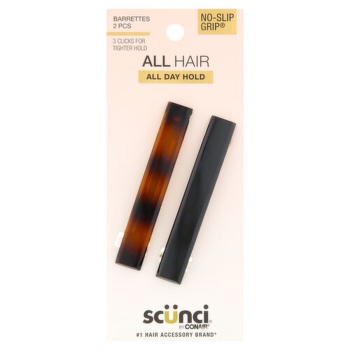 Conair Scünci No-Slip Grip Barrettes, 2 count