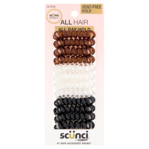 Conair Scünci Dent-Free Hold Spirals, 12 count