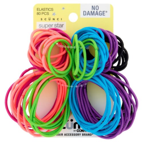 Conair Scünci No Damage Super Star Elastics, 80 count