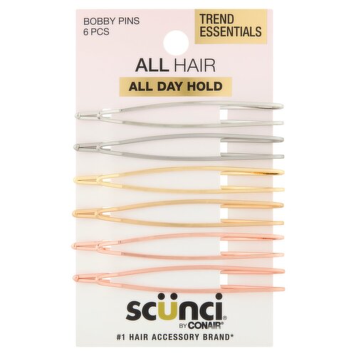 Conair Scünci Trend Essentials All Hair Bobby Pins, 6 count