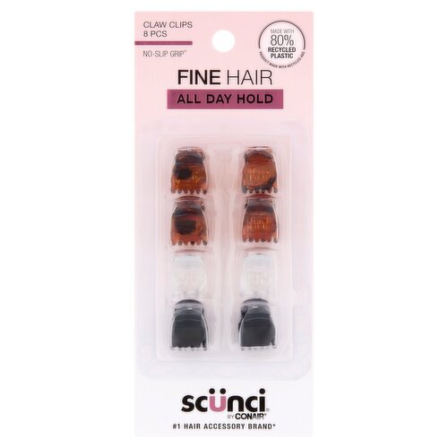 Conair Scünci No-Slip Grip Claw Clips, 8 count
