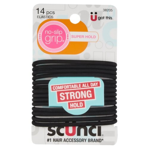 Scunci No Slip Grip Evolution Round Jelly Blacl Clear Elastics