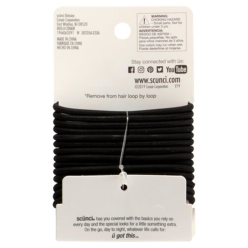Scunci No Slip Grip Evolution Round Jelly Blacl Clear Elastics