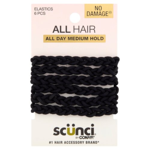 Conair Scünci No Damage Elastics, 6 count
