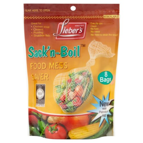 Lieber's Sack' n-Boil Food Mess Saver Bags, 8 count