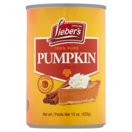 Lieber's 100% Pure Pumpkin, 15 oz