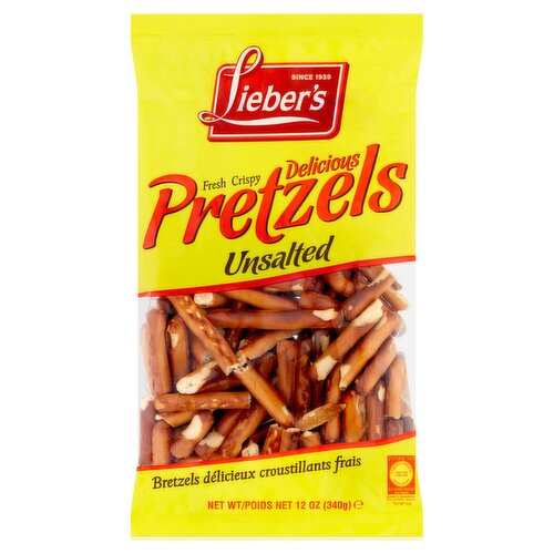 Lieber's Fresh Crispy Delicious Unsalted Pretzels, 12 oz