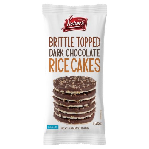 Lieber's Brittle Topped Dark Chocolate Rice Cakes, 6 count, 3.7 oz