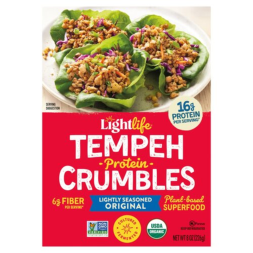 Lightlife Lightly Seasoned Original Tempeh Protein Crumbles, 8 oz