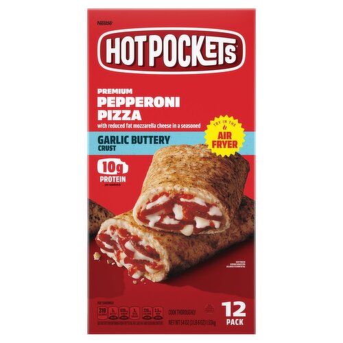 Hot Pockets Premium Pepperoni Pizza Garlic Buttery Crust Sandwich, 12 count, 54 oz