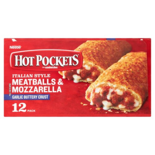 Hot Pockets Italian Style Meatballs & Mozzarella Garlic Buttery Crust Sandwiches, 12 count, 54 oz