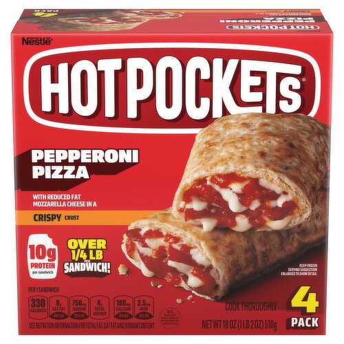 Hot Pockets Pepperoni Pizza Crispy Crust Sandwiches, 4 count, 18 oz
