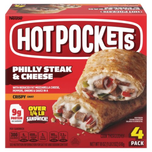 Hot Pockets Philly Steak & Cheese Crispy Crust Sandwiches, 4 count, 18 oz