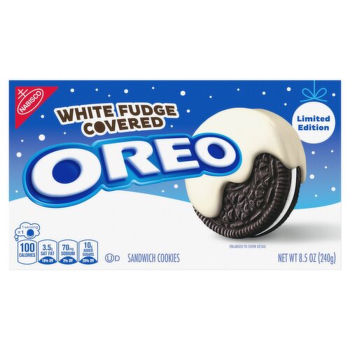 Nabisco Oreo White Fudge Covered Sandwich Cookies Limited Edition, 8.5 oz