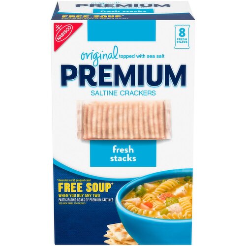 Premium Fresh Stacks Original Saltine Crackers, Travel Snacks, 13.6 oz (8 Multi Snack Packs)