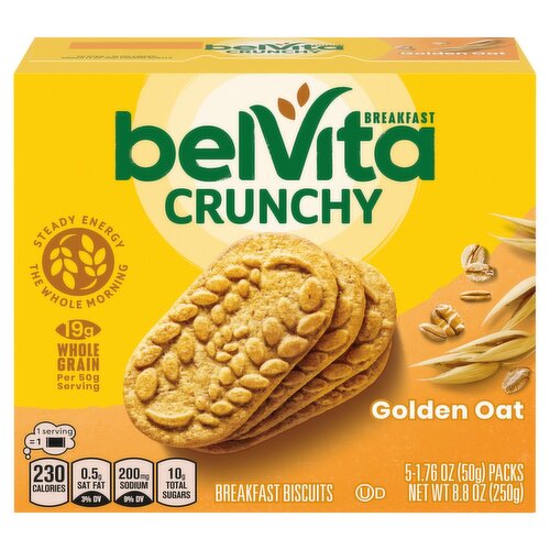 Belvita Golden Oat Crunchy Breakfast Biscuits, 1.76 oz, 5 count