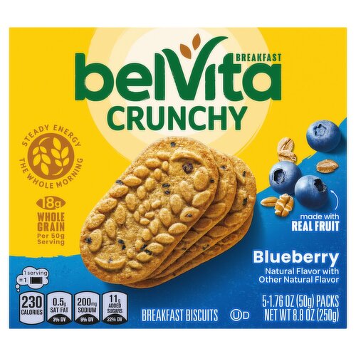 Belvita Crunchy Blueberry Breakfast Biscuits, 1.76 oz, 5 count