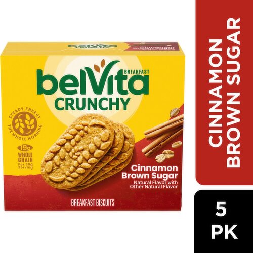 Belvita Crunchy Cinnamon Brown Sugar Breakfast Biscuits, 1.76 oz, 5 count