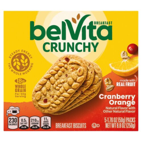 Belvita Cranberry Orange Breakfast Biscuits, 1.76 oz, 5 count