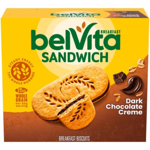 belVita Breakfast Bar Biscuit Sandwiches, Dark Chocolate Creme, 5 Packs (2 Biscuits Per Pack)