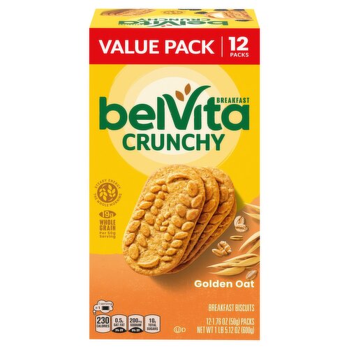 Belvita Crunchy Golden Oat Breakfast Biscuits Value Pack, 1.76 oz, 12 count