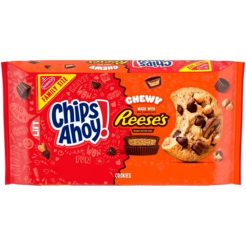 CHIPS AHOY! Chewy Chocolate Chip Cookies with Reese's Peanut Butter Cups, Family Size, 14.25 oz