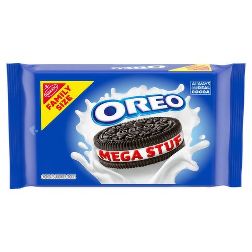 Nabisco Oreo Mega Stuf Chocolate Sandwich Cookies Family Size, 1 lb 1.6 oz