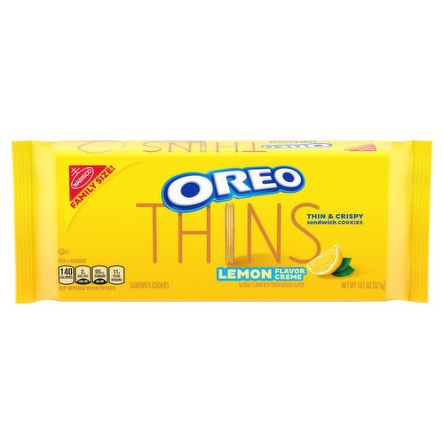 Nabisco Oreo Thin & Crispy Lemon Flavor Creme Sandwich Cookies Family Size!, 13.1 oz