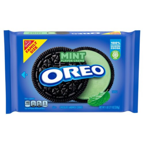 Nabisco Oreo Mint Flavor Creme Chocolate Sandwich Cookies Family Size, 1 lb 2.71 oz