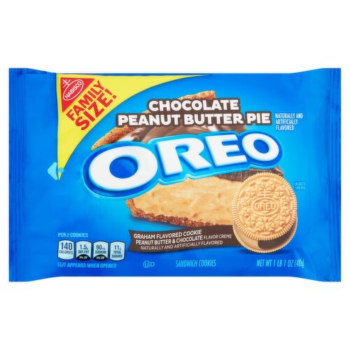 Nabisco Oreo Chocolate Peanut Butter Pie Sandwich Cookies Family Size, 1 lb