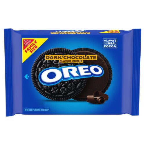 Nabisco Oreo Dark Chocolate Flavor Creme Sandwich Cookies Family Size, 1 lb 1 oz