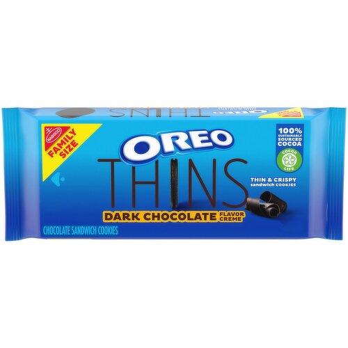 Nabisco Oreo Thins Dark Chocolate Flavor Creme Sandwich Cookies Family Size, 13.1 oz