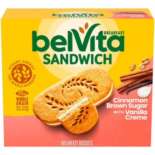 belVita Breakfast Bar Biscuit Sandwiches Cinnamon Brown Sugar with Vanilla Creme, 5 Packs