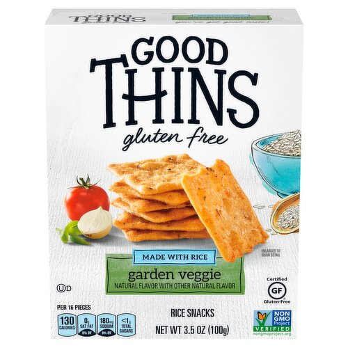 Good Thins Garden Veggie Rice Snacks Gluten Free Crackers, 3.5 oz