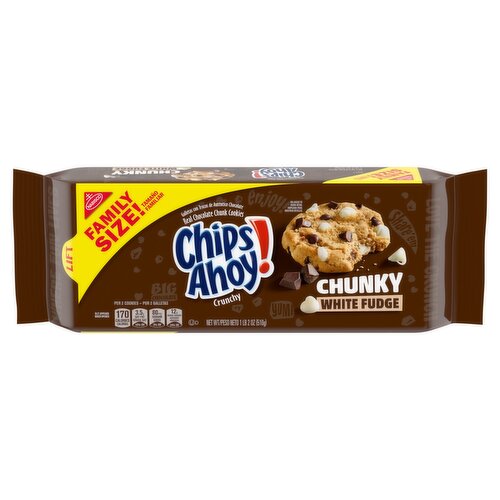 Nabisco Chips Ahoy! Chunky White Fudge Real Chocolate Chunk Cookies Family Size, 1 lb 2 oz