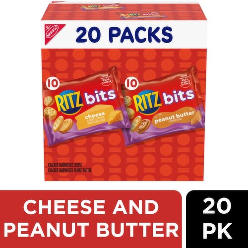 Nabisco Ritz Bits Cheese and Peanut Butter Cracker Sandwiches, 1 lb 4 oz, 20 count