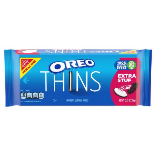 Nabisco Oreo Thins Extra Stuf Chocolate Sandwich Cookies Family Size, 13.97 oz