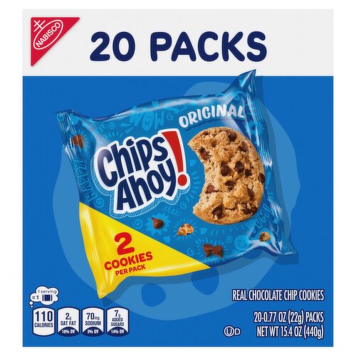 Nabisco Chips Ahoy! Original Real Chocolate Chip Cookies, 0.77 oz, 20 count