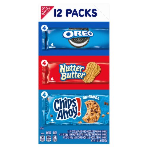 Nabisco Oreo/Nutter Butter/Chips Ahoy! Cookies, 12 count, 1 lb 4.16 oz