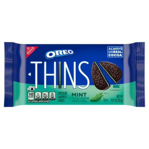 Nabisco Oreo Thins Mint Flavor Creme Chocolate Sandwich Cookies, 9.21 oz