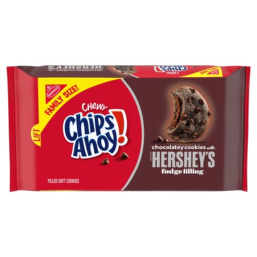 Chips Ahoy! Chewy Chocolatey Cookies with Hershey's Fudge Filling Filled Soft Cookies, 14.85 oz